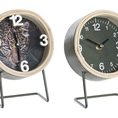 HORLOGE DE TABLE MDF METAL 13X7X18 2 ASSORTIMENTS. RE198810