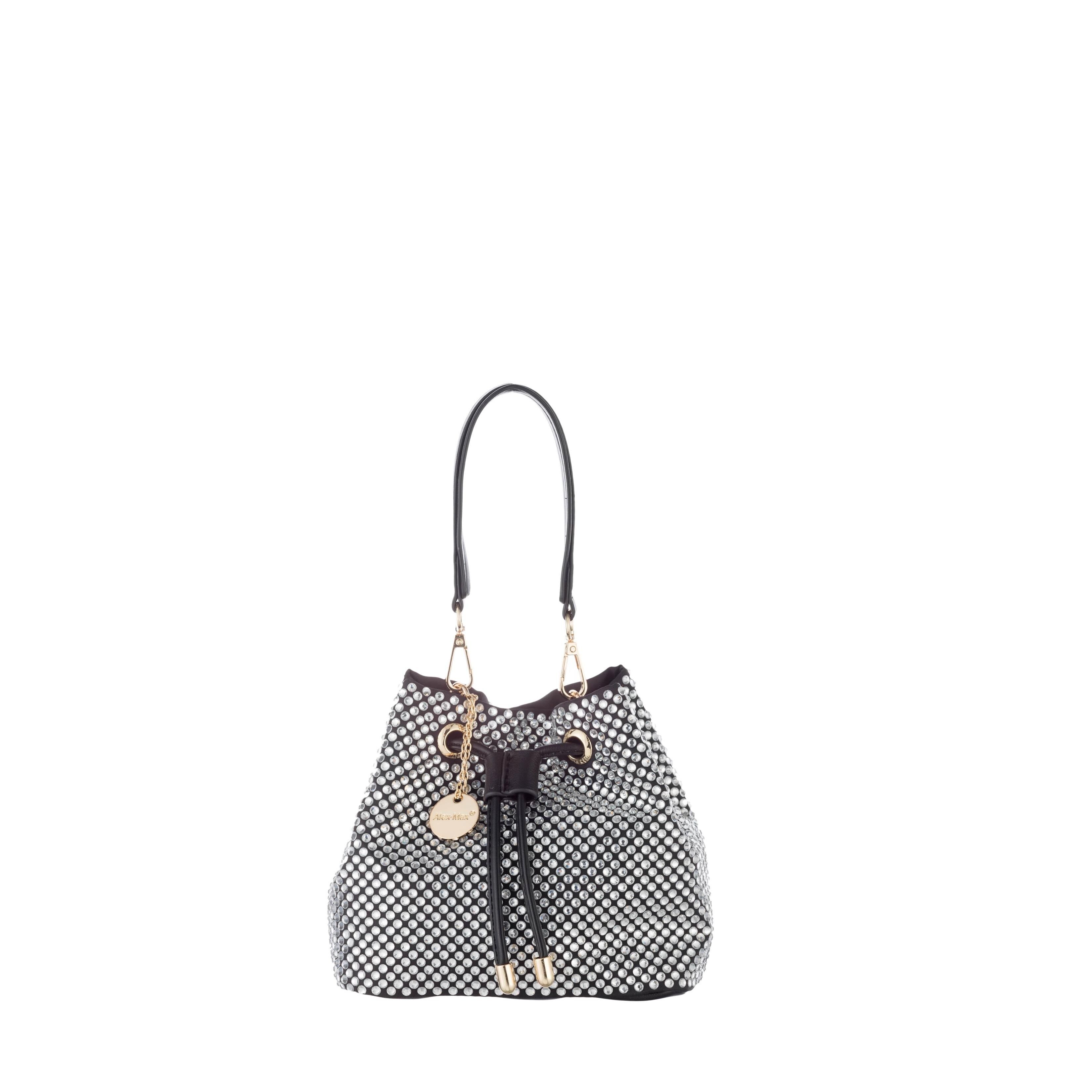 Alex Max BLACK & WHITE strass bucket bag