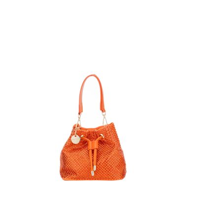 Alex Max ORANGE Beuteltasche mit Strasssteinen