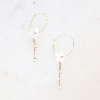 Salma hoops - pearly flower and dangling chains
