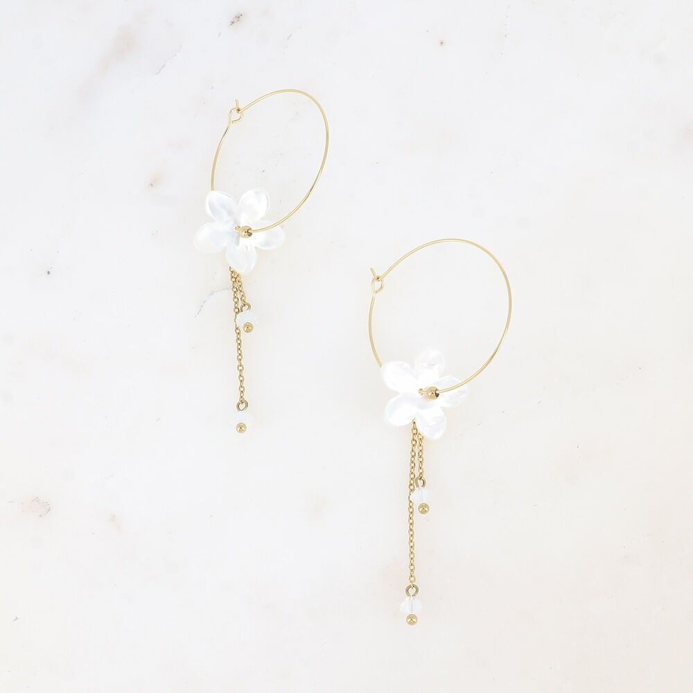 Salma-Creolen – Perlenblüten und baumelnde Ketten