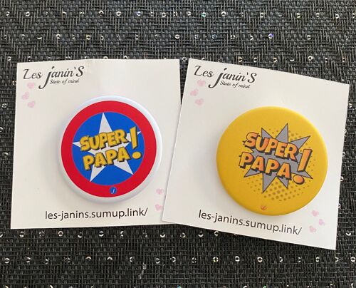 2 Badges 45mm "Super Papa"