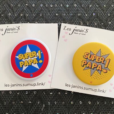 2 Badges 45mm "Super Papa"