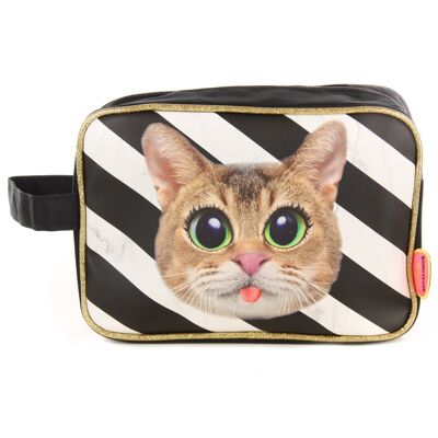 Trousse de toilette chat noir et blanc