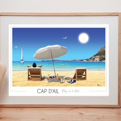Mala Cap d'Ail Beach Poster 30x42 cm • Travel Poster