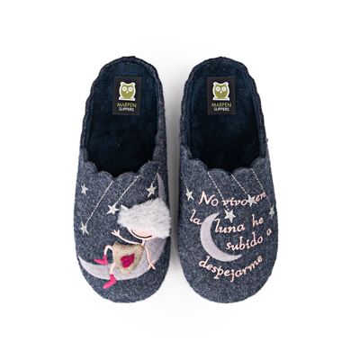 "I Don't Live On The Moon" Navy Slippers