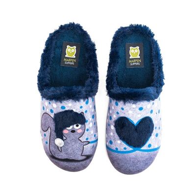 Squirrel and Marine Heart Slippers