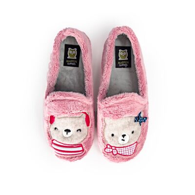 Chaussons Ours Couple Camping Rose