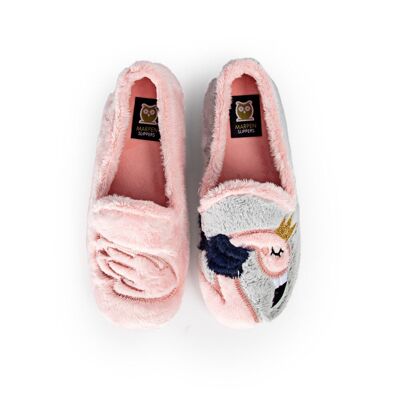 Chaussons roses de camping cygne