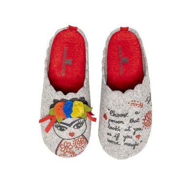 Pantofole Frida in feltro Grigio