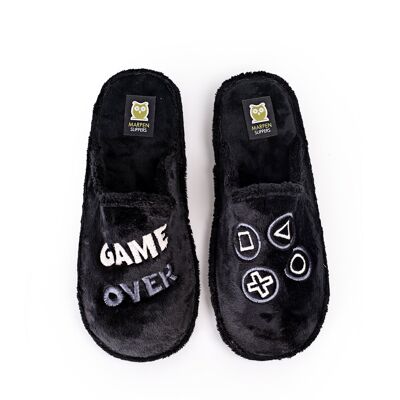 Game Over Slippers Black