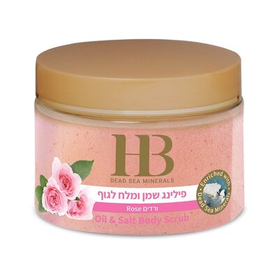 body scrub with dead sea salts and rose aromatic oil