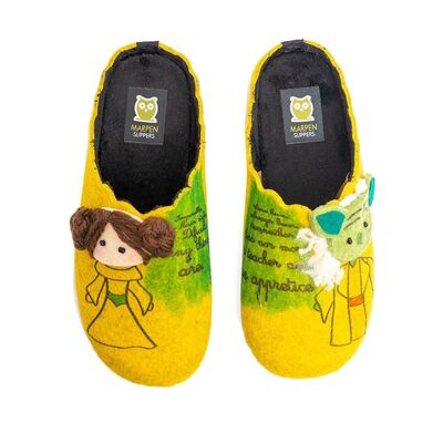 Chaussons Princesse Leia et Yoda Jaune