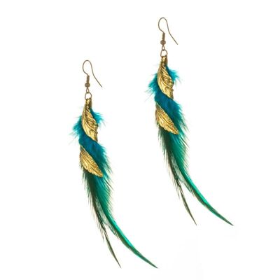 Asymmetric Long Feather Drop Earrings