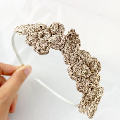 Party headband-3 Gold Flowers-Wedding, ceremony accessory