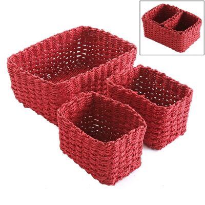 SET 3 WOVEN RED BASKETS 20620016