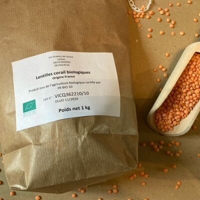 Organic coral lentils 1Kg