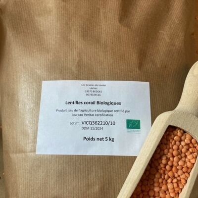Organic coral lentils 5Kg