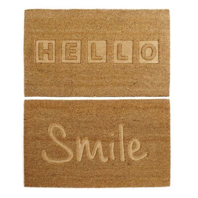 ZERBINO IN FIBRA DI COCCO 75X45X2 HELLO SMILE 2 ASSORTIMENTI. FL185406