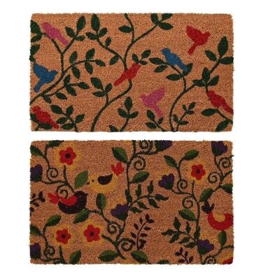 RUBBER COCONUT DOORMAT 75X45X2,3 FLOWERS 2 ASSORTMENTS. FL202072