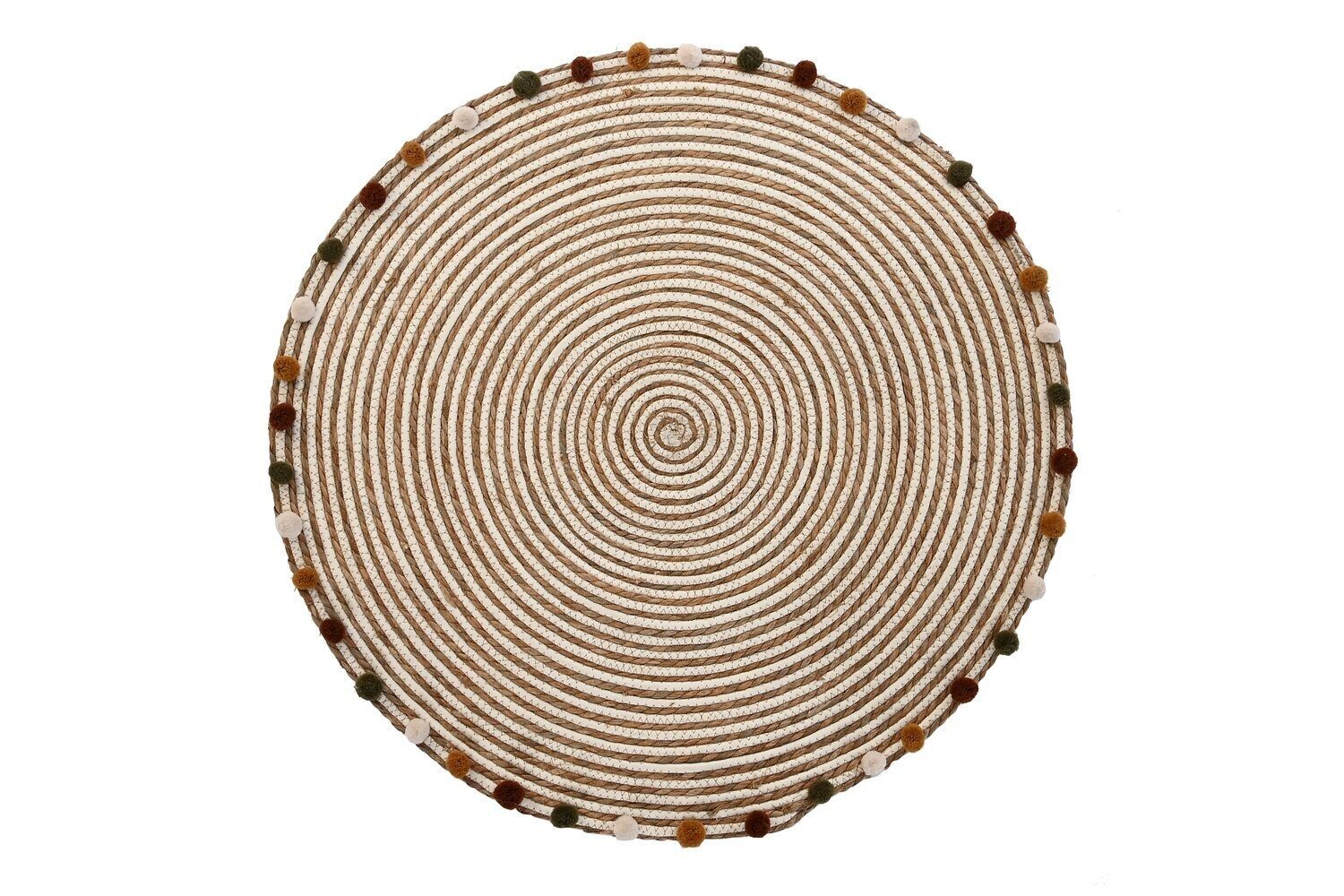 TAPPETO COTONE SEAGRASS 90X90X1 NATURALE POMPOM LI198970