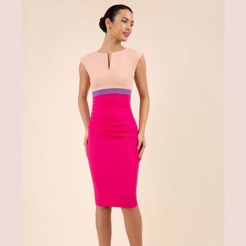 Nadia Sleeveless Colour Block Pencil Dress pink mousse