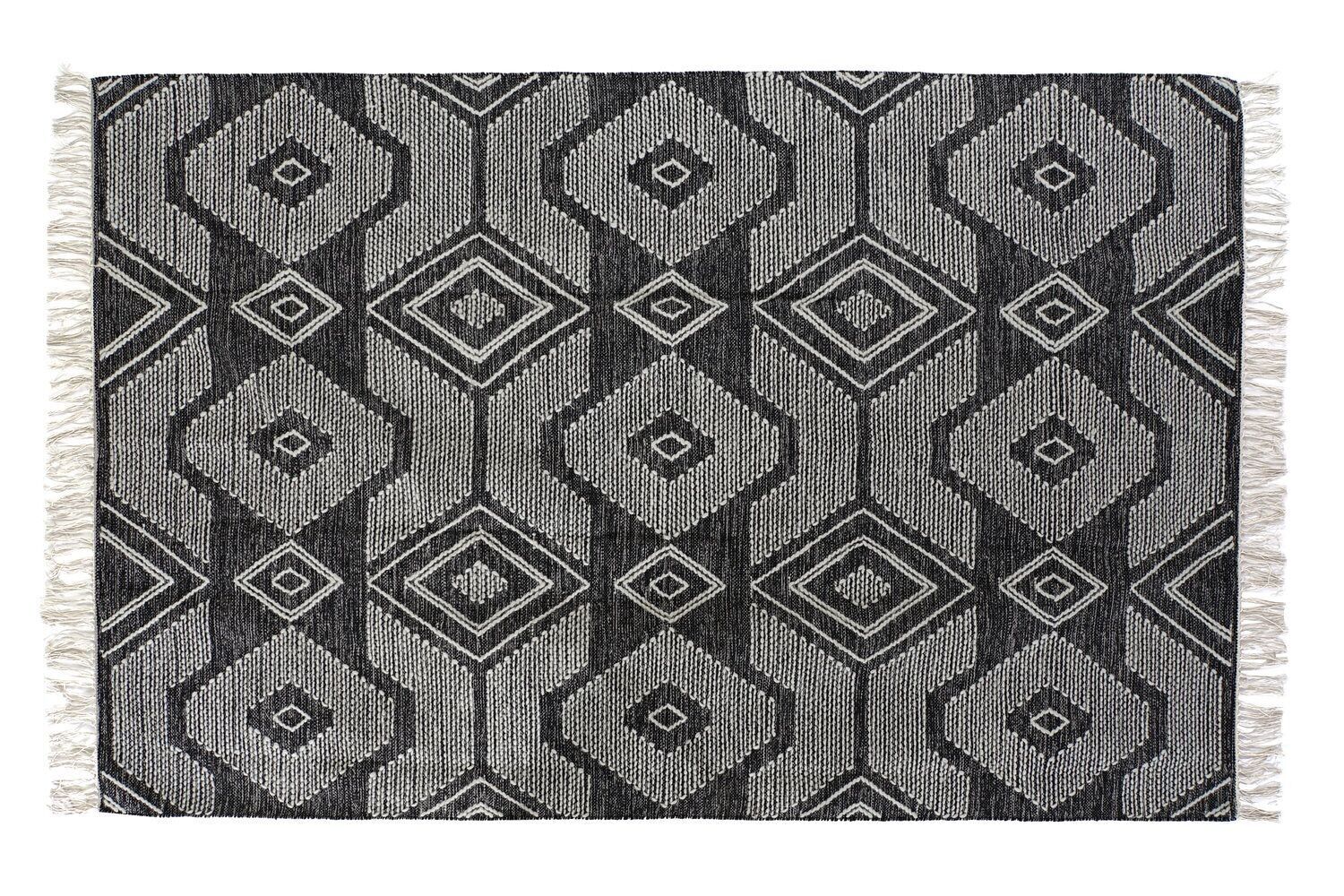COTTON CARPET 160X230X1 1400 GSM BLACK FRINGES TX184677
