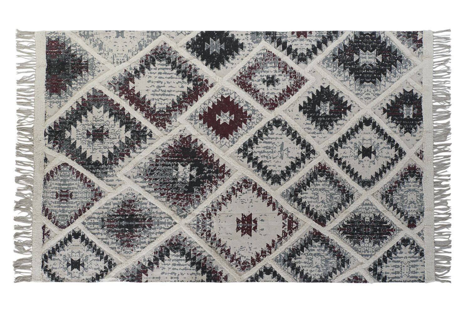 TAPPETO COTONE 160X230X1 1200 G/M2, FRANGE BIANCHE TX184683