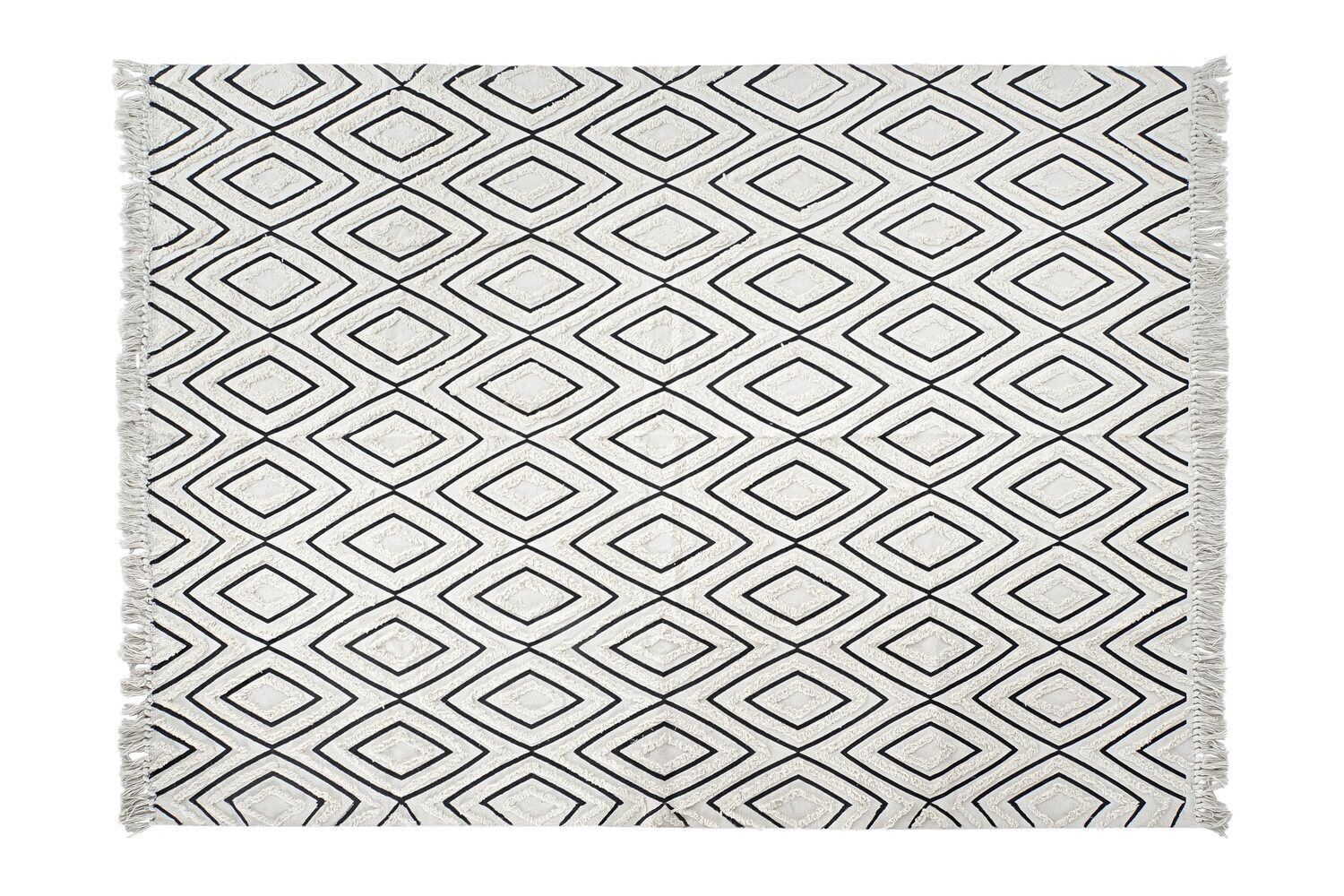 TAPPETO COTONE 120X180X1 FRANGE BIANCO TX184692