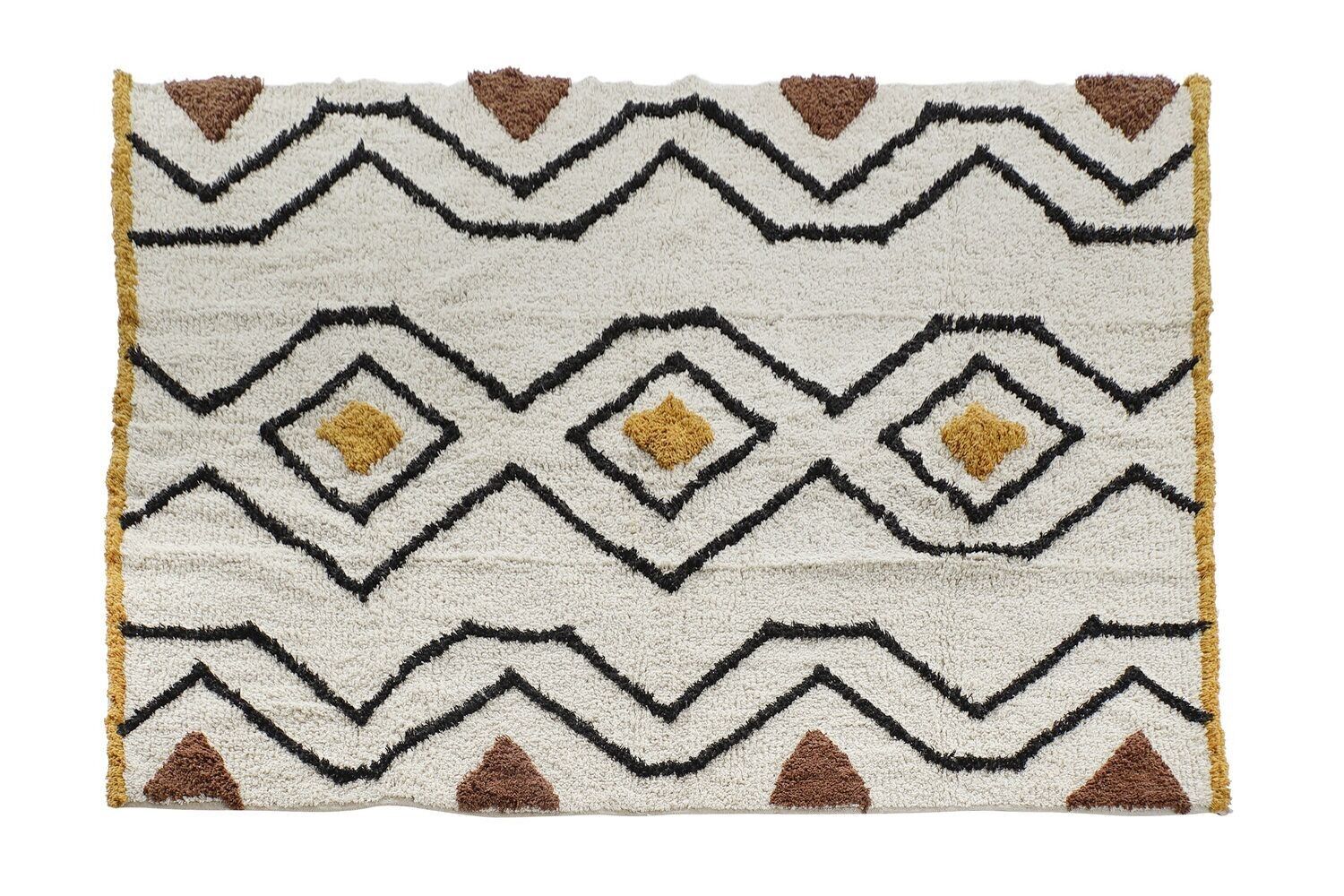 TAPPETO COTONE 120X180X1 1500 G/M2 FRANGE BIANCO TX185214