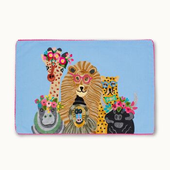 Housse de coussin animaux sauvages bleu 2