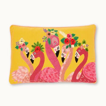 Housse de coussin flamant jaune 1