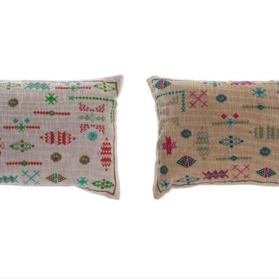 COTTON CUSHION 50X10X35 624 GR IKAT EMBROIDERED 2 ASSORTMENTS. TX185697