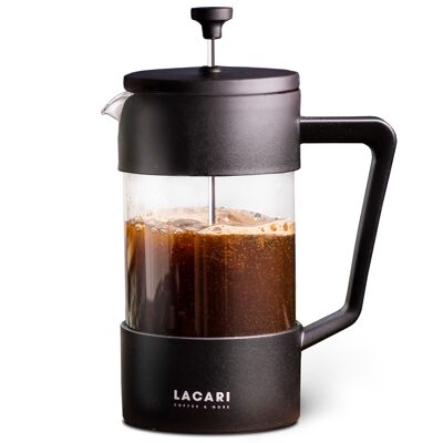 LACARI Glass French Press | coffee maker for 6 cups | French press 1 liter | Color Black | Coffee press 1l with replacement filter | gift coffee