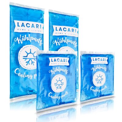 LACARI Cold Warm Gel Compress | [4x] cooling pads in 2 sizes | Cold compress & Warm compress | Multiple compresses for first aid & children | Small and large cold pack | Gel cold pack pillow