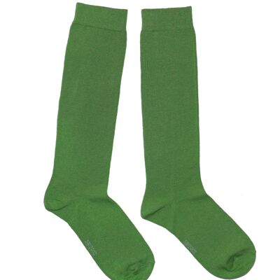 Chaussettes hautes pour femmes >> Vert herbe << coton doux