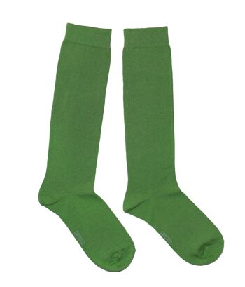 Chaussettes hautes pour femmes >> Vert herbe << coton doux 1