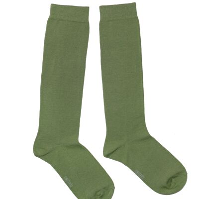 Chaussettes hautes pour femmes >>Vert Sauge<< coton doux