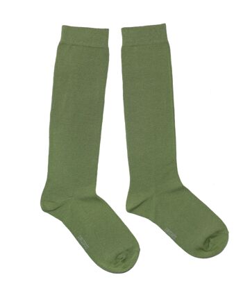 Chaussettes hautes pour femmes >>Vert Sauge<< coton doux 1