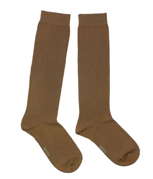 Knee Socks for Women >>Dark Beige<<  soft cotton