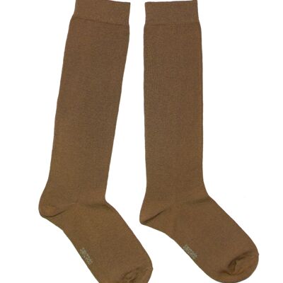 Knee Socks for Women >>Dark Beige<<  soft cotton