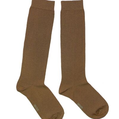 Chaussettes hautes pour femmes >>Beige foncé<< coton doux