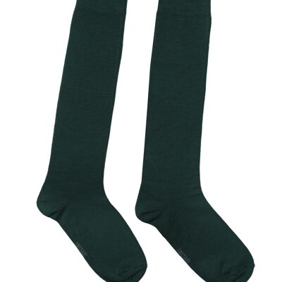 Chaussettes hautes pour femmes >>Vert aiguille<< coton doux