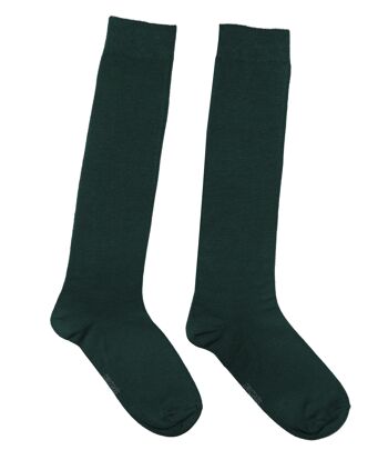 Chaussettes hautes pour femmes >>Vert aiguille<< coton doux 1