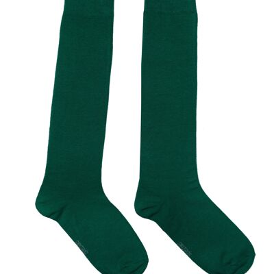 Calcetines hasta la rodilla para Mujer >>Verde Bosque<< algodón suave
