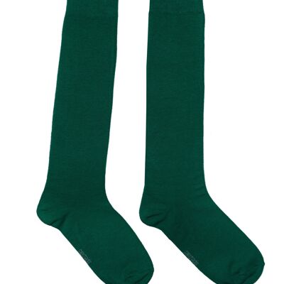 Calzini al ginocchio da donna >>Verde foresta<< in morbido cotone