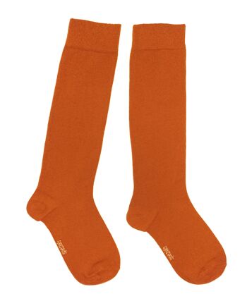 Chaussettes hautes pour femmes >>Papaye<< coton doux 1