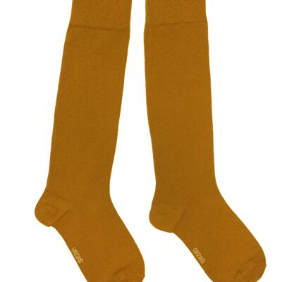 Chaussettes hautes pour femmes >>Curry<< coton doux