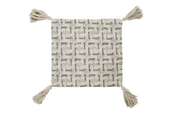 HOUSSE DE COUSSIN COTON 45X3X45 FRANGES BEIGE TX194836 1