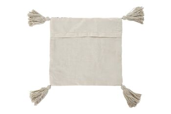 HOUSSE DE COUSSIN COTON 45X3X45 FRANGES BEIGE TX194836 3